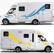 RWRAPS 6PCS Motorhome Stripes Vinyl Stickers,Fit for Camper Van Horsebox Caravan RV Car Tuning Accessories Decoration Decals