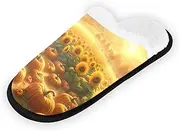 [Joisal] Autumn Pumkins Sunflowers Scarecrow Women House Slippers Portable Ladies Slippers Size 8 35-45, Autumn Pumkins Sunflowers Scarecrow, 5-8 Women/9-12 Men