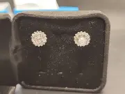 White Cubic Zirconia Platinum Plated Sterling Silver Stud Earrings 3ctw DOB862A