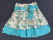Pumpkin Patch Cotton Island Print Skirt With Belt Size 11