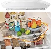 Lazy Susan Turntable Organizer for Refrigerator,360° Rotating Clear Rectangular Fridge Organizer Storage,Applicable to Cabinet, Table, Pantry, Kitchen, Countertop