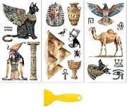 Rub on Transfer Decal Sticker for Furniture Craft Decor 6"x12" Egypt Pharaoh Series, 3Pcs Waterproof UV DTF Transfer for Drawer Dresser Glass Porcelain Wood Plastic