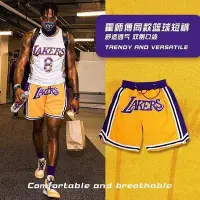 在飛比找Yahoo!奇摩拍賣優惠-NBA籃球褲 湖人隊lebron同款 kobe復古刺繡 籃球