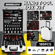 185Pcs Tool Box Trolley Set Hand Toolkit DIY Home Car Repair Rolling Auto Mechanics Household Storage Portable Aluminium Carry Case with Pliers Locks