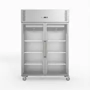 FED-X S/S Two Full Glass Door Upright Freezer - Display Freezers (XURF1200G2V) - XURF1200G2V