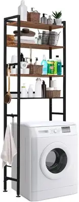 4 Tier Bathroom Shelf Rack Over Toilet Washing Machine Laundry Towel Organise...