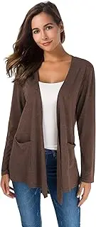 [TownCat] Cardigans for Women Loose Casual Long Sleeved Open Front Breathable Cardigans with Pocket (WineRed
