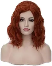 Heat Resistant 35cm Fashion Ginger Red Wig, Synthetic Curly Auburn Bob Wig Suit for Daily Dress Carnival Party Masquerade Cosplay, Curly Orange Wig with a free Wig Cap,Short Curly Orange Wig