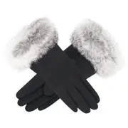 Wicked Sista Tanya Faux Fur Cuff Gloves Winter Hand Warmer One Size Black