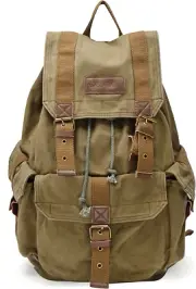 21101AMG Specially High Density Thick Canvas Backpack Rucksack, Army Green, Larg