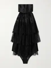 Salon 1884 - Farrusi Lace-trimmed Silk-blend Satin Halterneck Thong Bodysuit - Black - FR 40