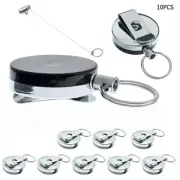 2 Pack Retractable ID Card Badge Metal Reel Recoil Pull Keyring Belt Clip Holder