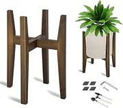 WEEMAGIC Adjustable Plant Stand Indoor, Bamboo Mid Century Modern Indoor Plants Stands, Corner Flower Holder for Living Room, Fits 8 to 12 Inches Pots, (Pot Plant Not Included)