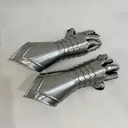 Medieval Knight Gauntlet Silver Metal Gauntlet Gloves Armor LARP Costume