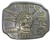 BELT BUCKLE 100 Years of Liberty 188-1986 Statue of USA Patriot Vintage