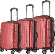[HALAHAI] Luggage Suitcase Carry On Luggage 3pcs Luggage Sets Wear-Resistance 20/24/28inch Lightweight Suitcase Spinner Wheels Checked Luggage (Color : C, Size : 3pcs)
