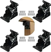 Dluno 4 Pack Folding Brackets 0-90 Degrees Folding Table Legs Brackets Heavy Duty Lock Extension Support Bracket Black Foldable Self-Lock Hinges with Screws for Table Chair Bed Leg Feet-Baking Paint