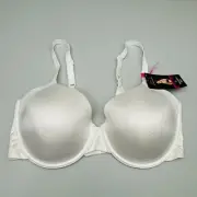 New Maidenform T-Shirt Bra 38DD White Nylon Lightly Lined Underwire