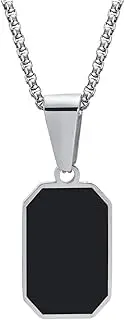 [UMtrade] Men Women Octagonal Necklace Black Stainless Steel/Gold Plated Geometric Jewelry