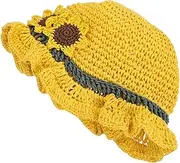 [Minkissy] 1Pc Sunflower for Protection Outdoor Beach Cap Lightweight and Comfortable Summer Accessory for Adorable Design Yellow