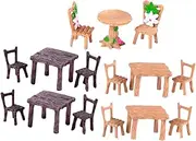 Resin Craft Mini Table Chair Set 5 Pieces Miniature Garden Decor Fairy Garden Accessory for Indoor Outdoor