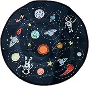 VINTORKY Space Themed Round Carpet Rug for Kids Bedroom, Living Room, Boys Room Decor - Outer Space Floor Area Rug Child Washed