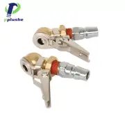 2× Air Tyre Chuck 2pc Ball Tire Valve Stem Lock On Clip Inflator Steel Fitting