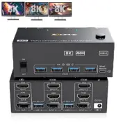 4 Ports HDMI + DisplayPort DP USB KVM Switch 3 Monitor 2 Computers KVM Switcher