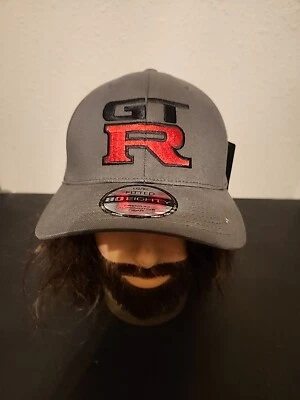 80 Eighty Nissan GT-R FlexFit Baseball Hat Cap L-XL Grey Embroidered Free Ship