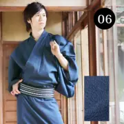 Japanese Men's Kimono Yukata and Obi Belt Set Size M Black Blue wn