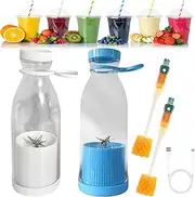 Appreciarel Blender, Portable Blenders, Appreciarel Portable Blender, 2-in-1 blender and bottle, 420ml Smoothie Blenders, With Stainless Steel Blades for Shakes and Smoothies (White+Blue)