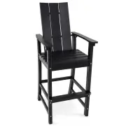 CostwayOutdoor Tall Adirondack Chair Bar Stool with Backrest and Footrest-Black