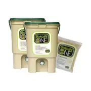 Bokashi Compost Bin Two Bin Set - 2 x Tan & Green