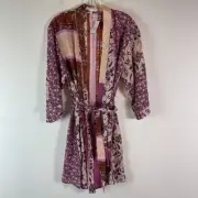 Everyday Ritual NWT Misty Floral English Garden Cotton & Silk Short Robe Muli XS