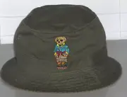 POLO RALPH LAUREN Men's Chino HIKING EXPEDITION BEAR Bucket Hat Cap Lid, OLIVE