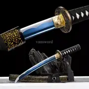 1095 Carbon Steel Blue Blade Japanese Tanto Mini Knife Samurai Sword Full Tang .