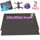 2Pack Pure Carbon Fiber Plate Panel Sheet 3K Weave Glossy Car Wrap 200x300x0.5mm