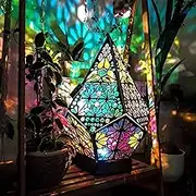 Polar Star Large Floor Lamp with USB Charging, Bohemian Hollow Geometric Retro Floor Decorative LED Colorful Diamond Lights 3D Projection Night lamp Desk Lamp Home Decor Wedding Party (Starry)