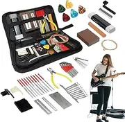 Guitar Setup Kit - 72X Maintenance Kit with Carry Bag - String Instrument Supplies for Acoustic Guitar, Includes Strings Picks Bridge Pins