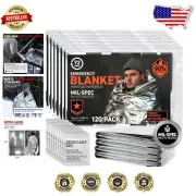 Pack of 120 Waterproof Mylar Thermal Blankets – Ideal for Car and Outdoor Use