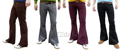 Mens FLARES Cords BELL BOTTOMS 70's vtg fancy Hippie jeans Pants dress Trousers
