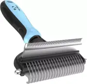 2 in 1 Dog Deshedding Brush & Undercoat Rake for Dogs - Cat Hair Brush Deshedder