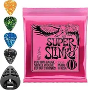 Acoustic Guitar Strings, Nickel Wound Guitar Strings, Electric Bass Guitar Strings, Electric Guitar Strings - Gauge 9-42, Includes 4 Free Picks