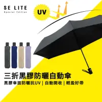 在飛比找momo購物網優惠-【SE Lite】三折黑膠防曬自動傘_鐵灰(自動傘 晴雨傘 