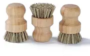 Bamboo Dish Brush Kitchen Coconut Palm Pot Brush Bristles Bamboo Dish Scrub Brushes,Round Mini Cleaning Brush Dish Scrubbers Brush,Washing Dishes,Vegetable,Pots, Pans, Set of 3