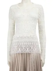 White Long Sleeve Lace Top
