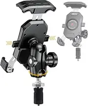 iMESTOU Motorcycle Fork Stem Phone Mount, Anti-Theft 1" Ball Phone Holder with Double Socket Arm Fits to RAM B Size Components 720° Rotation for 4.0"-7.0" Cellphones