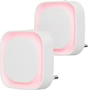 YUNLEX Night Lights, Set of 2, 3-Level Adjustable Night Light with Twilight Sensor, Indirect Light, Automatic Socket Light for Baby, Nursery, Bedroom, Hallway, Red