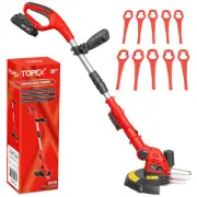 TOPEX 20V Cordless Lawn Grass Line Trimmer 2 in 1 Whipper Snipper with 10 Blades