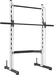 Soozier Squat Rack with Pull-Up Bar, Adjustable Power Rack with Barbell Bar, Multi-Functional Bench Press Rack for Home Gym Strength Training